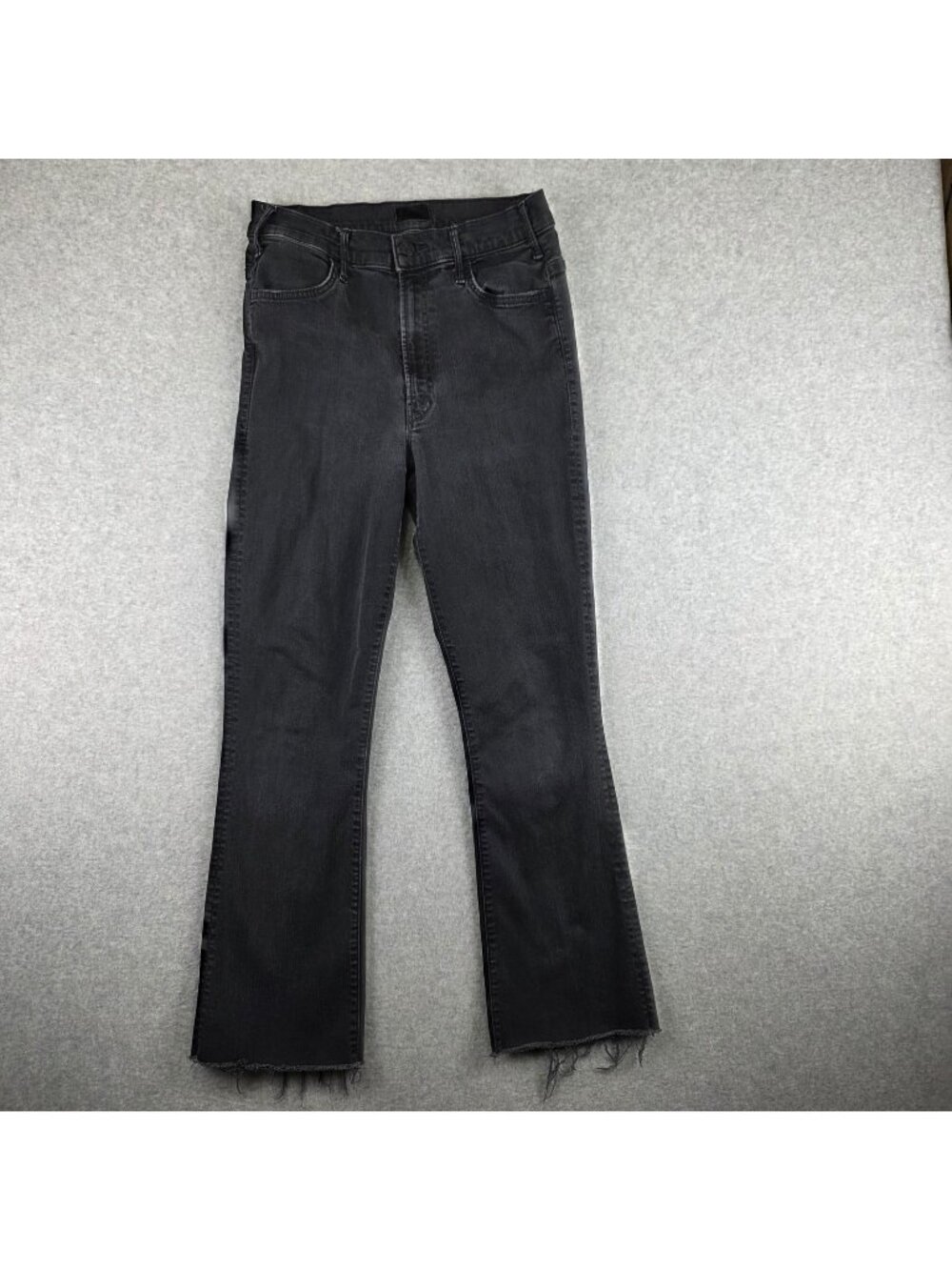 Mother Hustler Ankle Fray Jeans Womens 28 Charcoal Gray Stretch Raw Hem